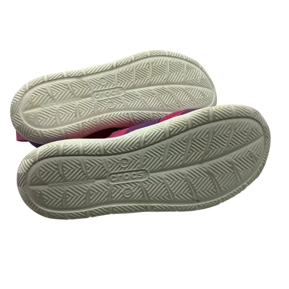Crocs Swiftwater Pink‎ Purple Girls Water Shoes Junior Size 3 Breathable Slip-On